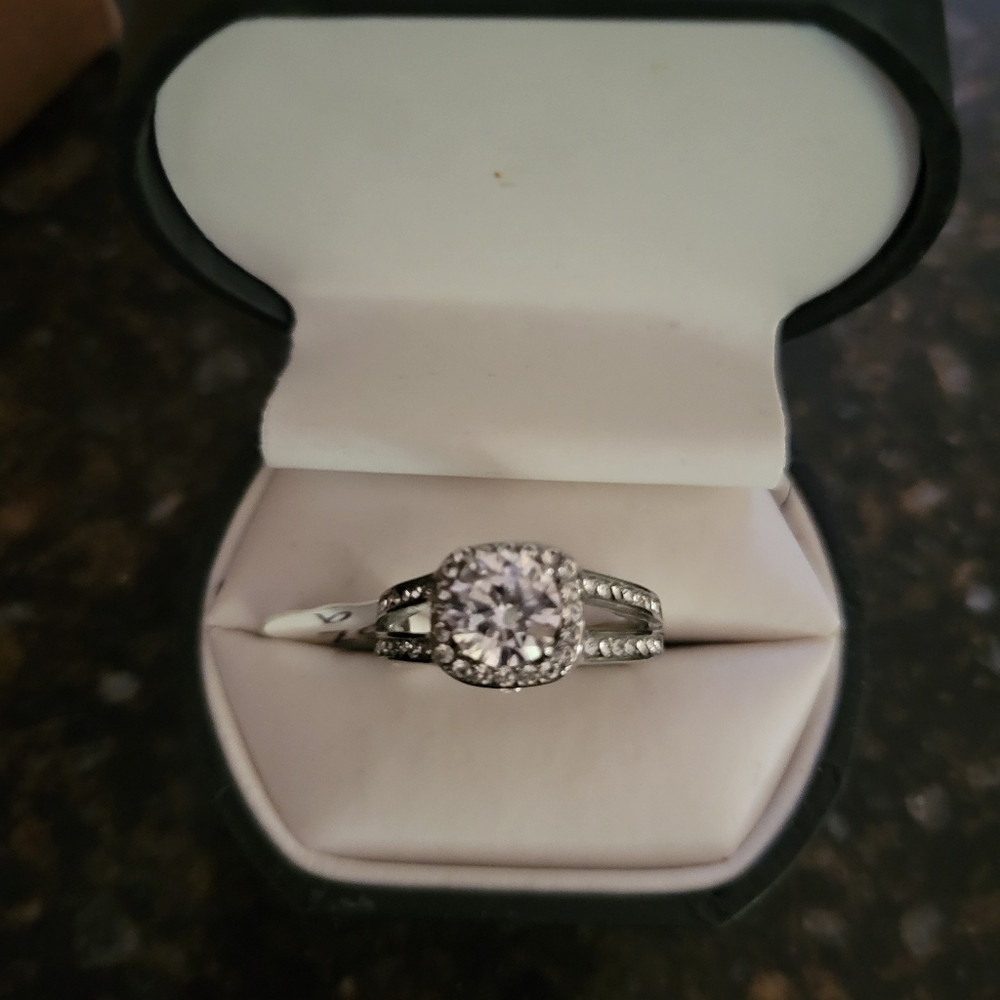 Halo CZ Wedding Rings - Picture 6 of 6